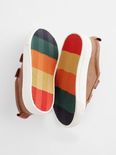 Tan Brown Wide Fit (G) Two Strap Touch Fastening Trainers