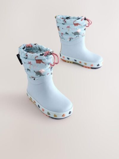 Blue Dinosaur Thinsulate Lined Cuff Wellies