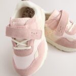 Pink Standard Fit (F) Elastic Lace Touch Fasten Trainers