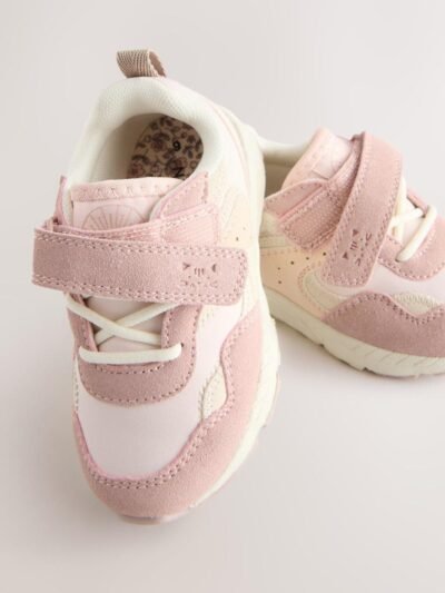 Pink Standard Fit (F) Elastic Lace Touch Fasten Trainers