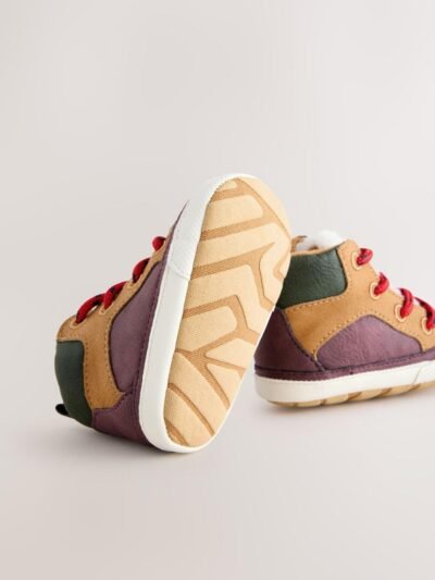 Tan Brown Baby Elastic Lace Boots