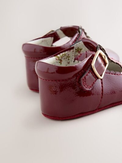 Burgundy Red Baby T Bar Shoes