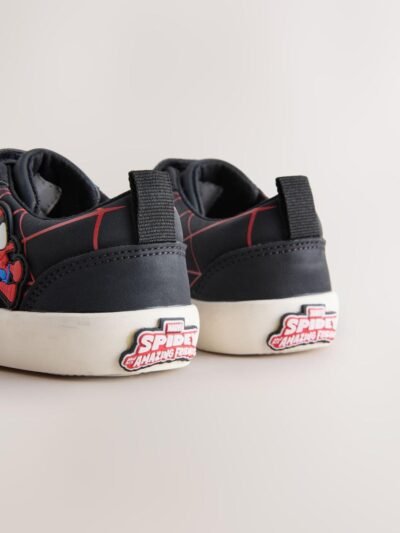 Black/Red Spiderman Standard Fit (F) Touch Fastening Elastic Lace Trainers