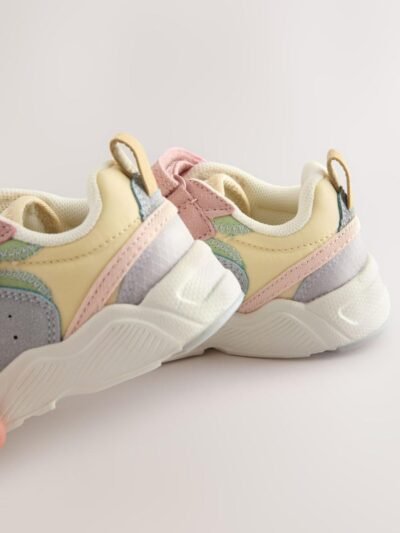 Multi Pastel Standard Fit (F) Elastic Lace Touch Fasten Trainers