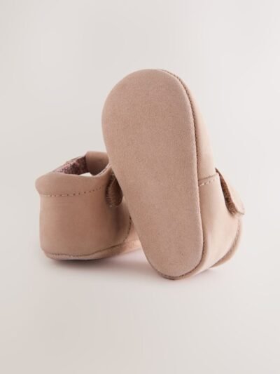 Tan Leather Baby T-Bar Shoes