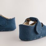 Navy Suede Leather Baby T-Bar Shoes