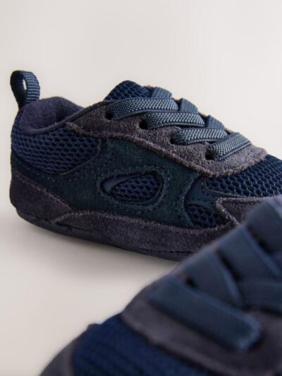 Blue Navy Baby Elastic Lace Slip-Ons Trainers