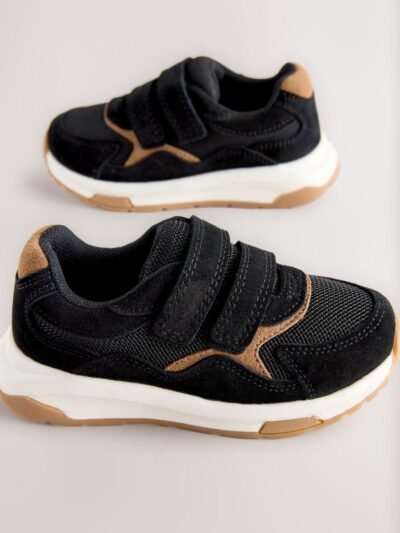 Black Suede Touch Fastening Trainers