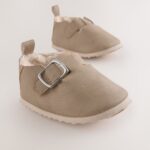 Beige Baby Faux Fur Lined Clog Shoes