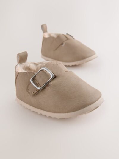 Beige Baby Faux Fur Lined Clog Shoes