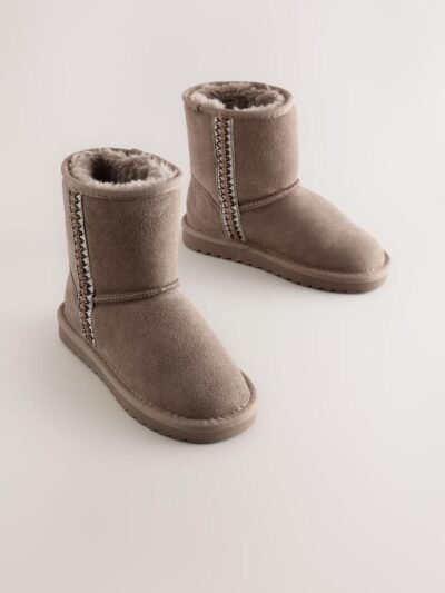 Mink Brown Water Repellent Suede Pull On Boots