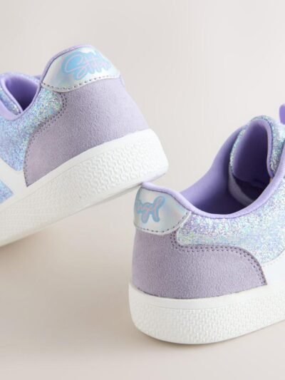 Purple Glitter Lilo & Stitch Lace-Up Lifestyle Trainers