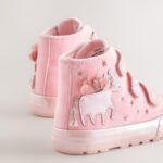 Pink Unicorn Touch Fastening High Top Trainers