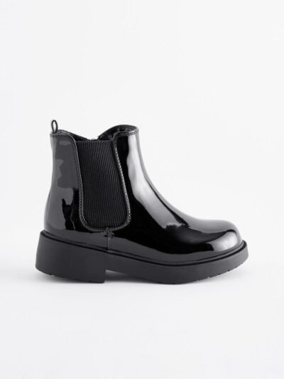 Black Patent Wide Fit (G) Chelsea Ankle Boots
