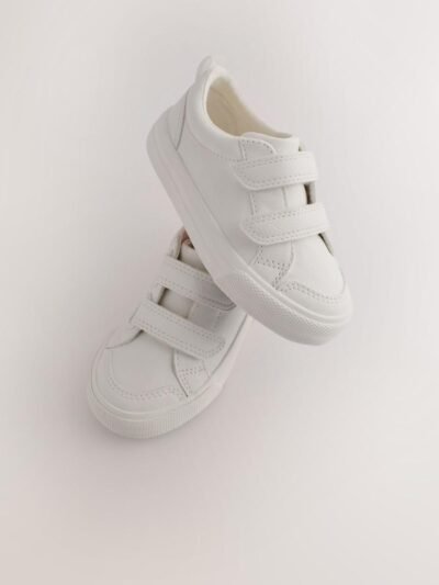 White Wide Fit (G) Two Strap Touch Fastening Trainers