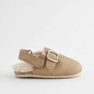 Neutral Faux Fur Lined Baby Clogs