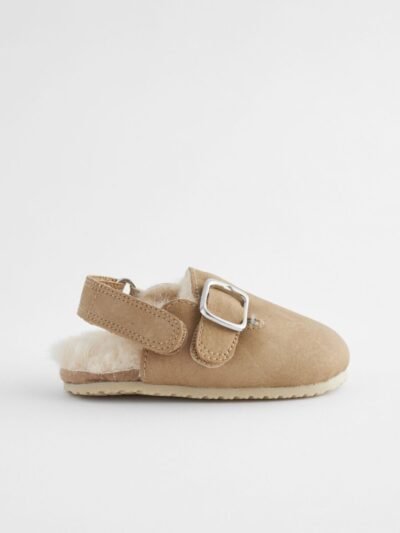 Neutral Faux Fur Lined Baby Clogs