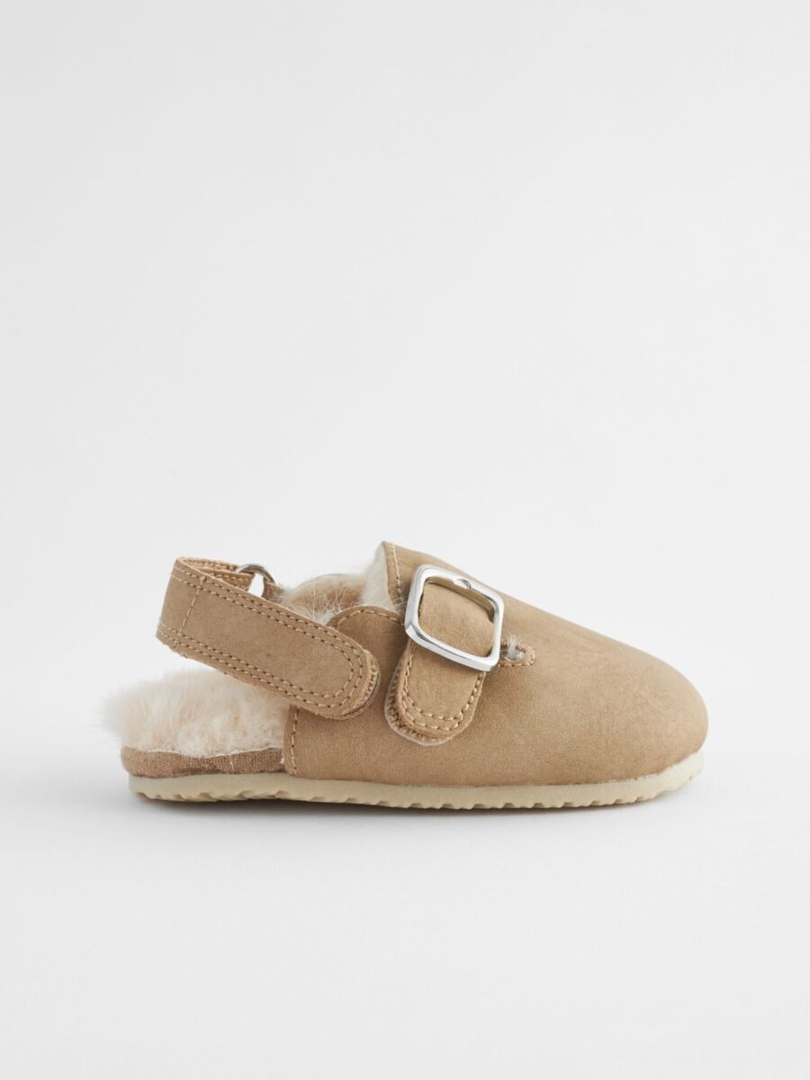 Neutral Faux Fur Lined Baby Clogs