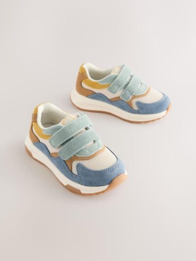 Blue Multi Suede Touch Fastening Trainers