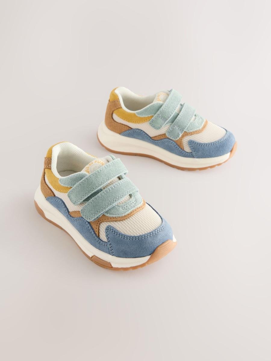 Blue Multi Suede Touch Fastening Trainers