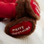 Tan Brown Christmas Reindeer Baby Socks Top Boots