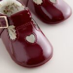 Burgundy Red Baby T Bar Shoes
