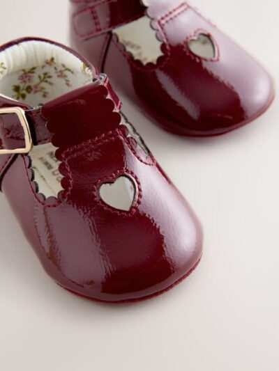 Burgundy Red Baby T Bar Shoes