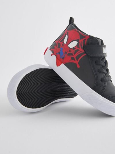 Black Wide Fit (G) Spidey and Friends Elastic Lace Touch Fastening Boots