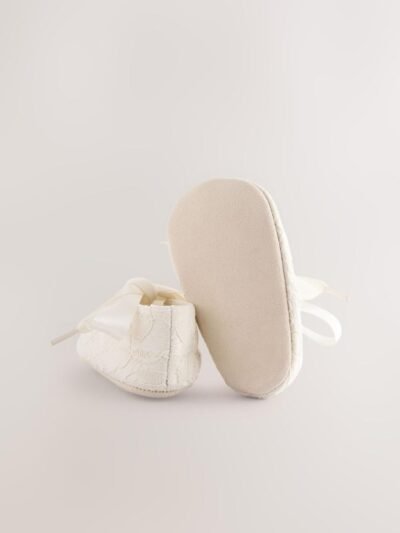 Cream Lace Baby Tie Front Occasion Shoes