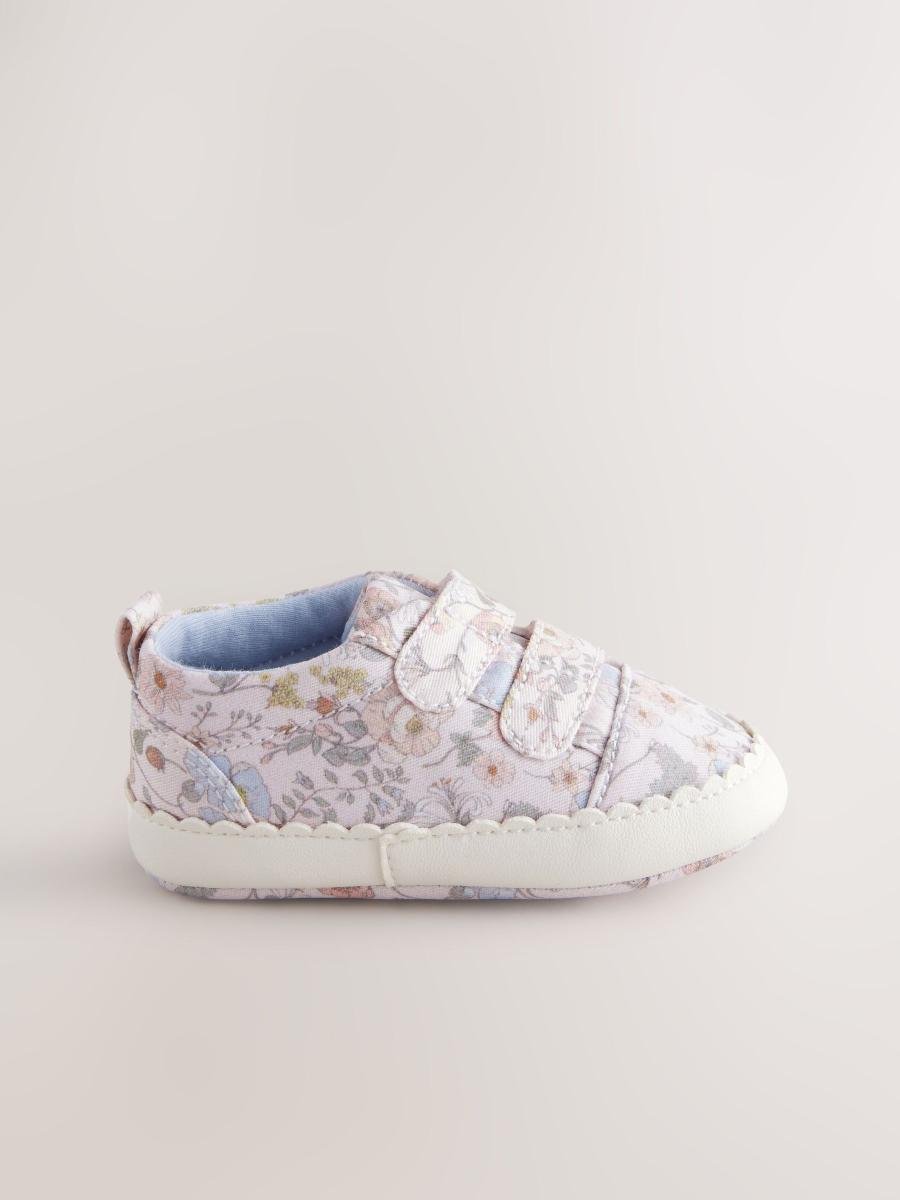 Pink Floral Touch Fasten Baby Trainers