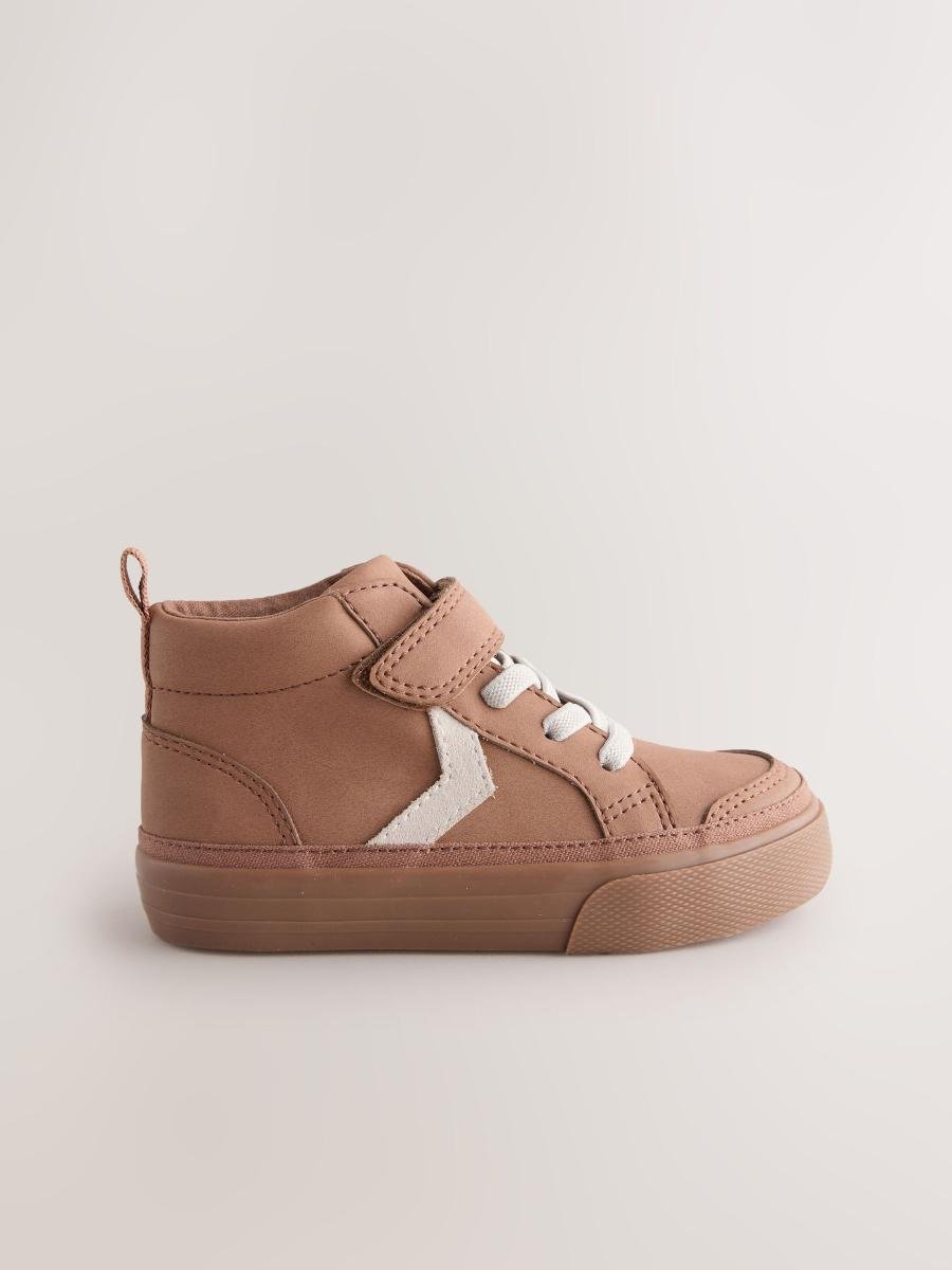 Tan Brown Wide Fit (G) Elastic Lace Touch Fastening Chevron Boots