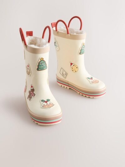 Neutral Christmas Handle Wellies