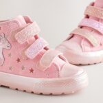 Pink Unicorn Touch Fastening High Top Trainers