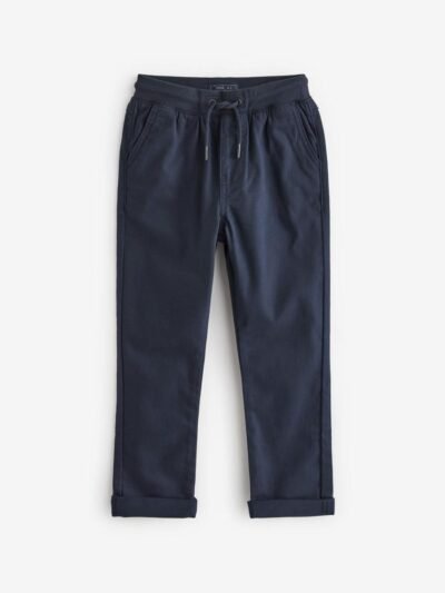 Navy Blue Regular Fit Rib Waist Pull-On Trousers