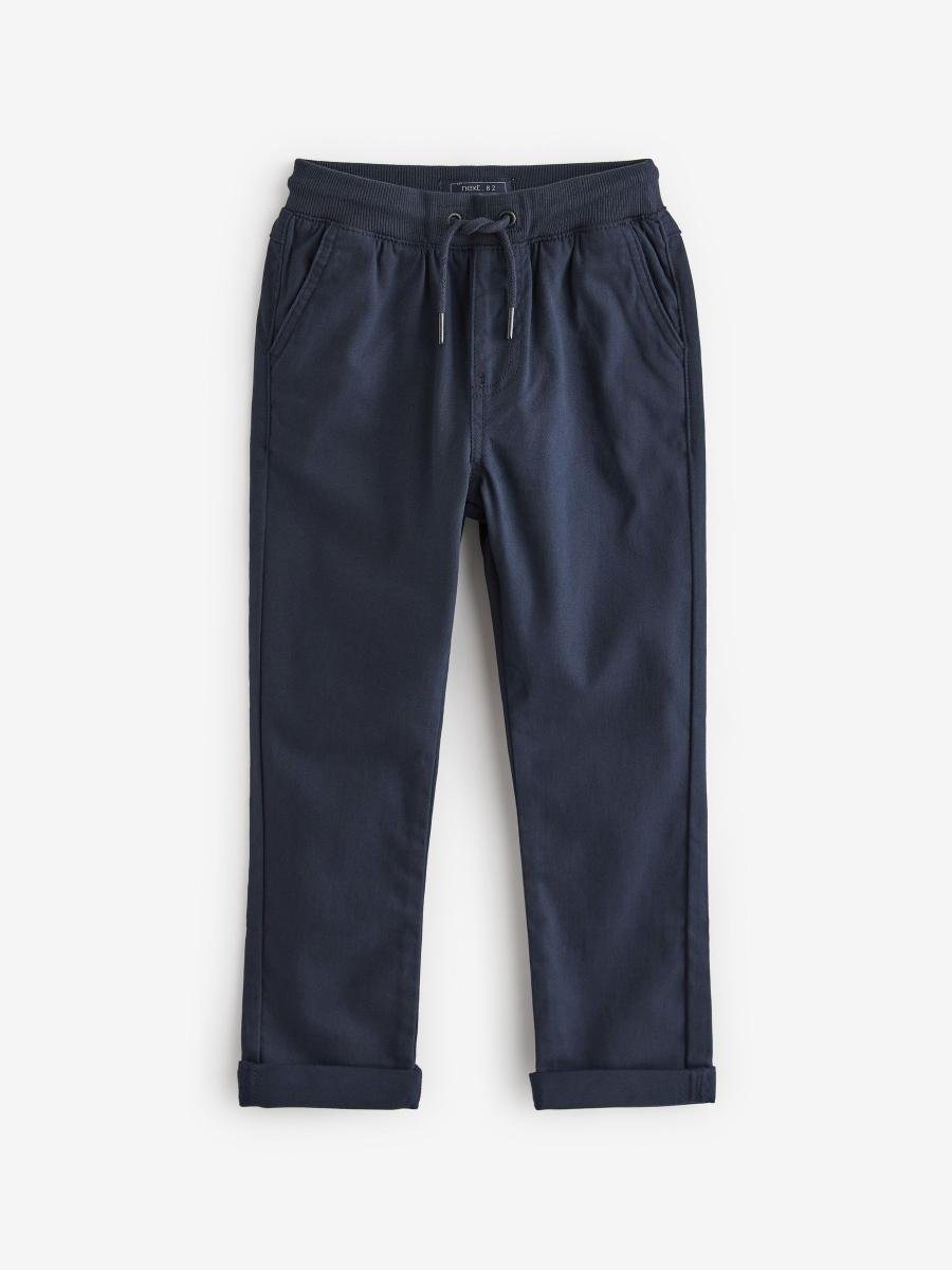 Navy Blue Regular Fit Rib Waist Pull-On Trousers