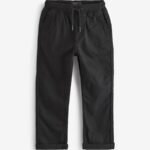 Black Regular Fit Rib Waist Pull-On Trousers