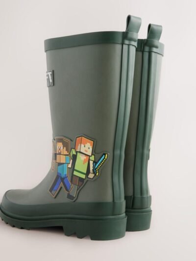 Khaki Green Minecraft Rubber Wellies