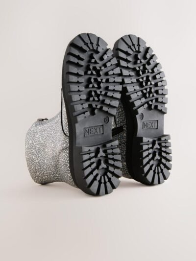 Silver Metallic Stars Standard Fit (F) Zip Front Ankle Boots