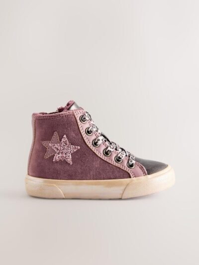Purple Standard Fit (F) Star High Top Trainers
