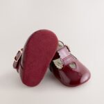 Burgundy Red Baby T Bar Shoes