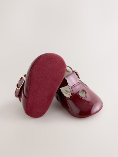 Burgundy Red Baby T Bar Shoes