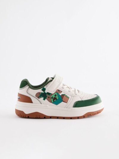 Neutral Minecraft Touch Close Elastic Lace Trainers