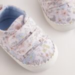 Pink Floral Touch Fasten Baby Trainers