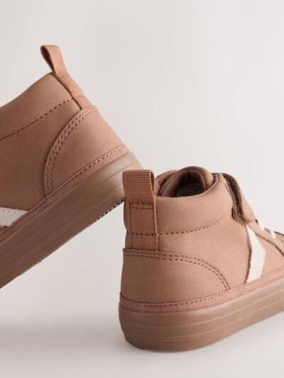 Tan Brown Wide Fit (G) Elastic Lace Touch Fastening Chevron Boots