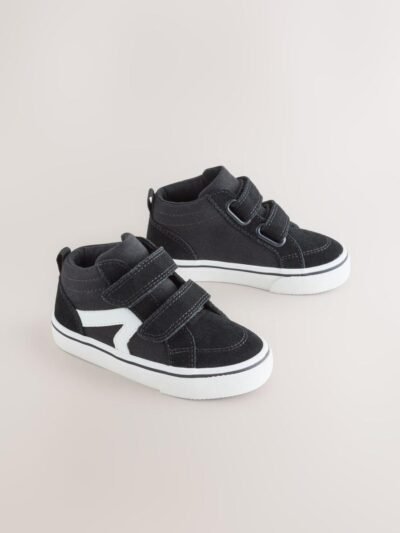 Black Suede Touch Fastening High Top Trainers