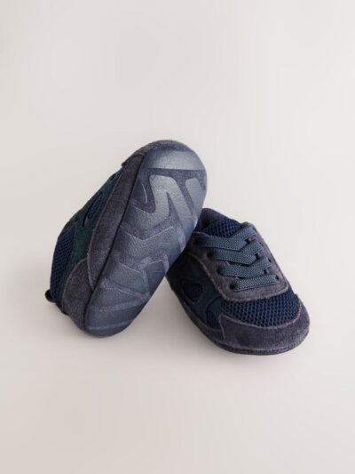Blue Navy Baby Elastic Lace Slip-Ons Trainers