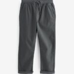 Charcoal Grey Regular Fit Rib Waist Pull-On Trousers