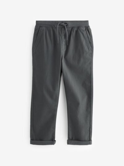 Charcoal Grey Regular Fit Rib Waist Pull-On Trousers