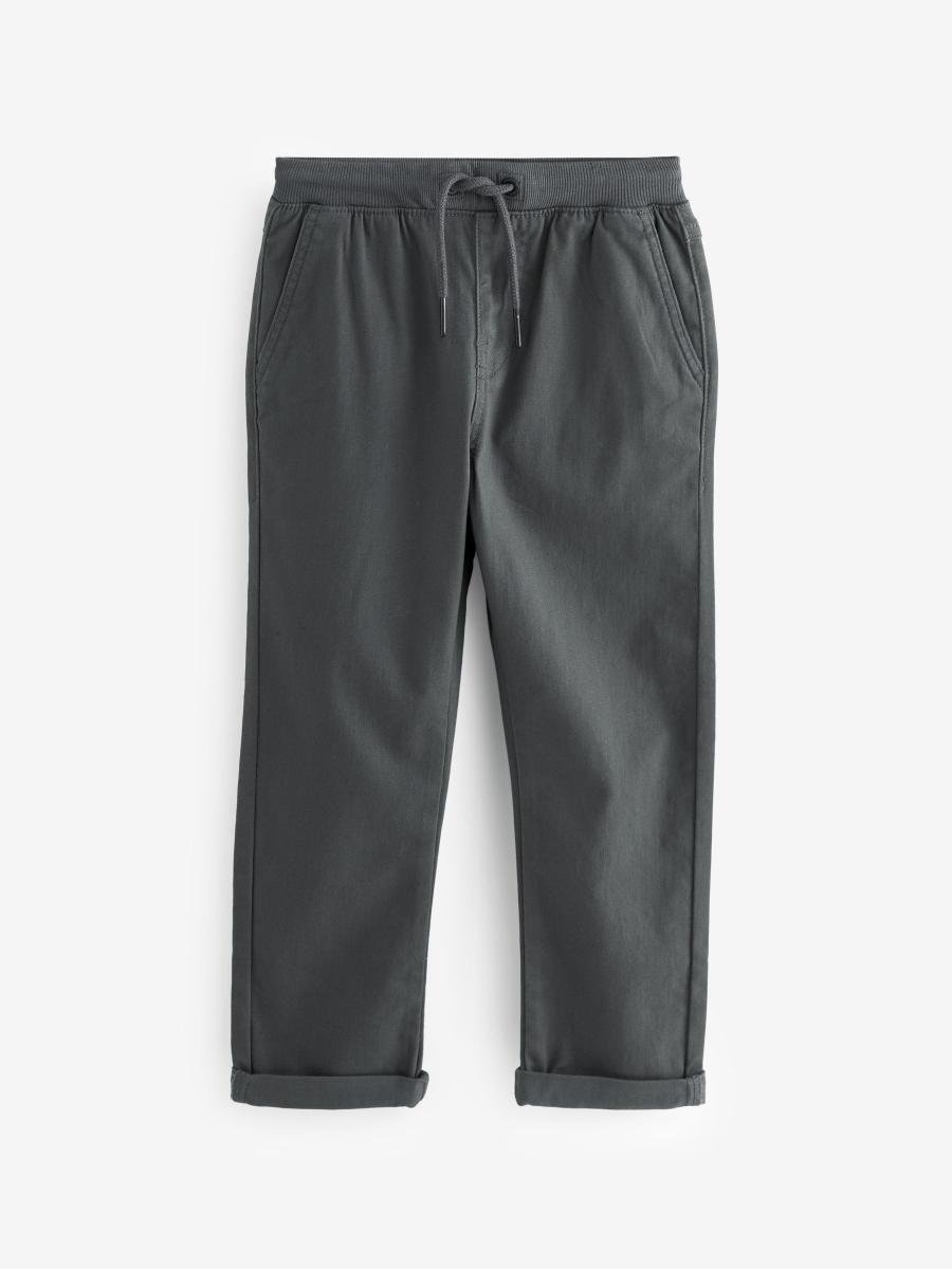 Charcoal Grey Regular Fit Rib Waist Pull-On Trousers