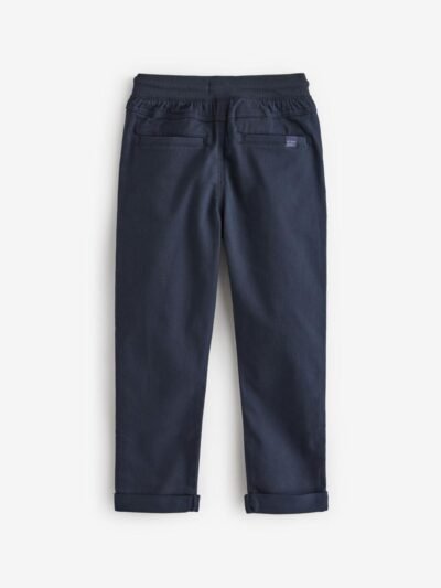Navy Blue Regular Fit Rib Waist Pull-On Trousers